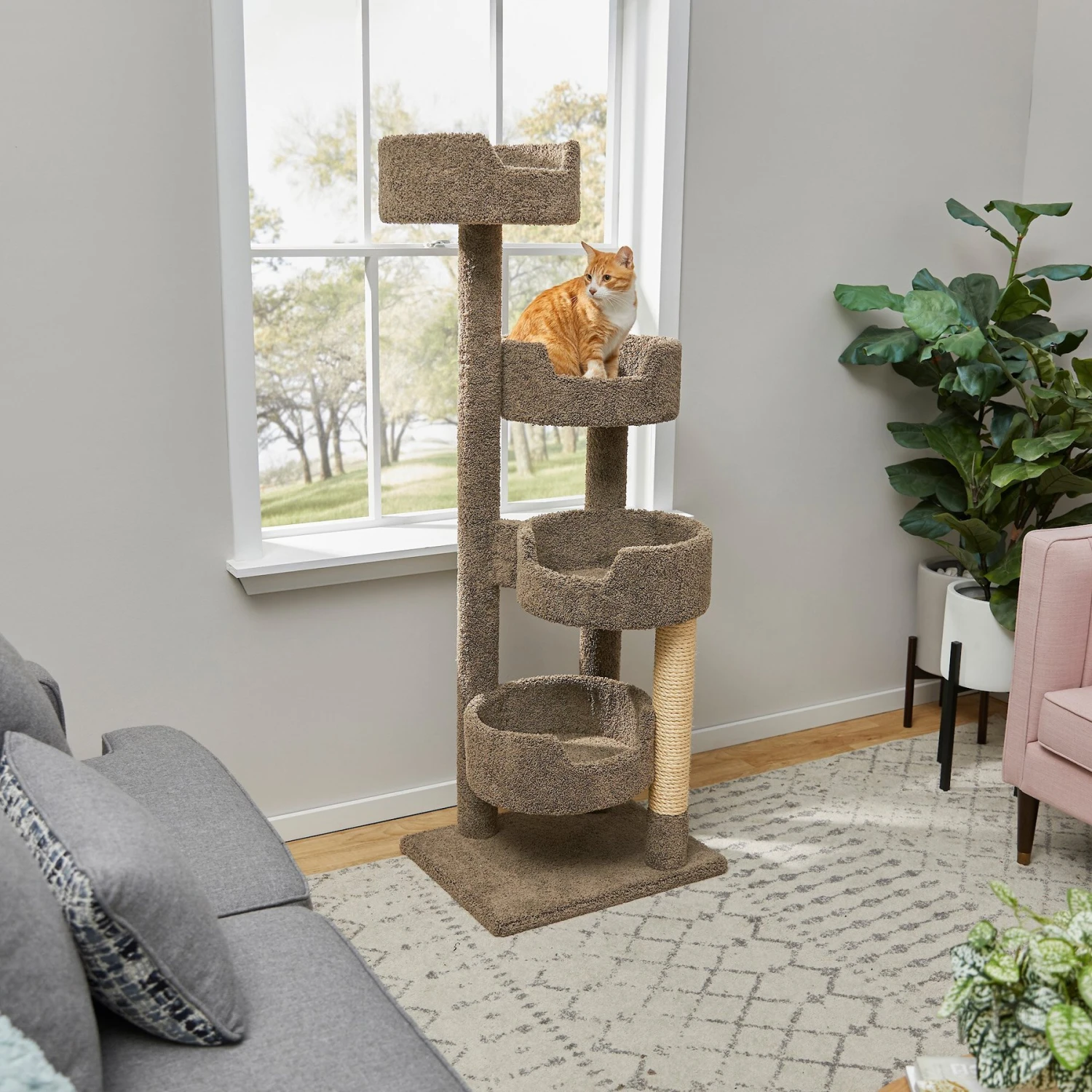 Frisco 65-in Real Carpet Wooden Cat Tree 2 Frisco 65-in Real Carpet Wooden Cat Tree