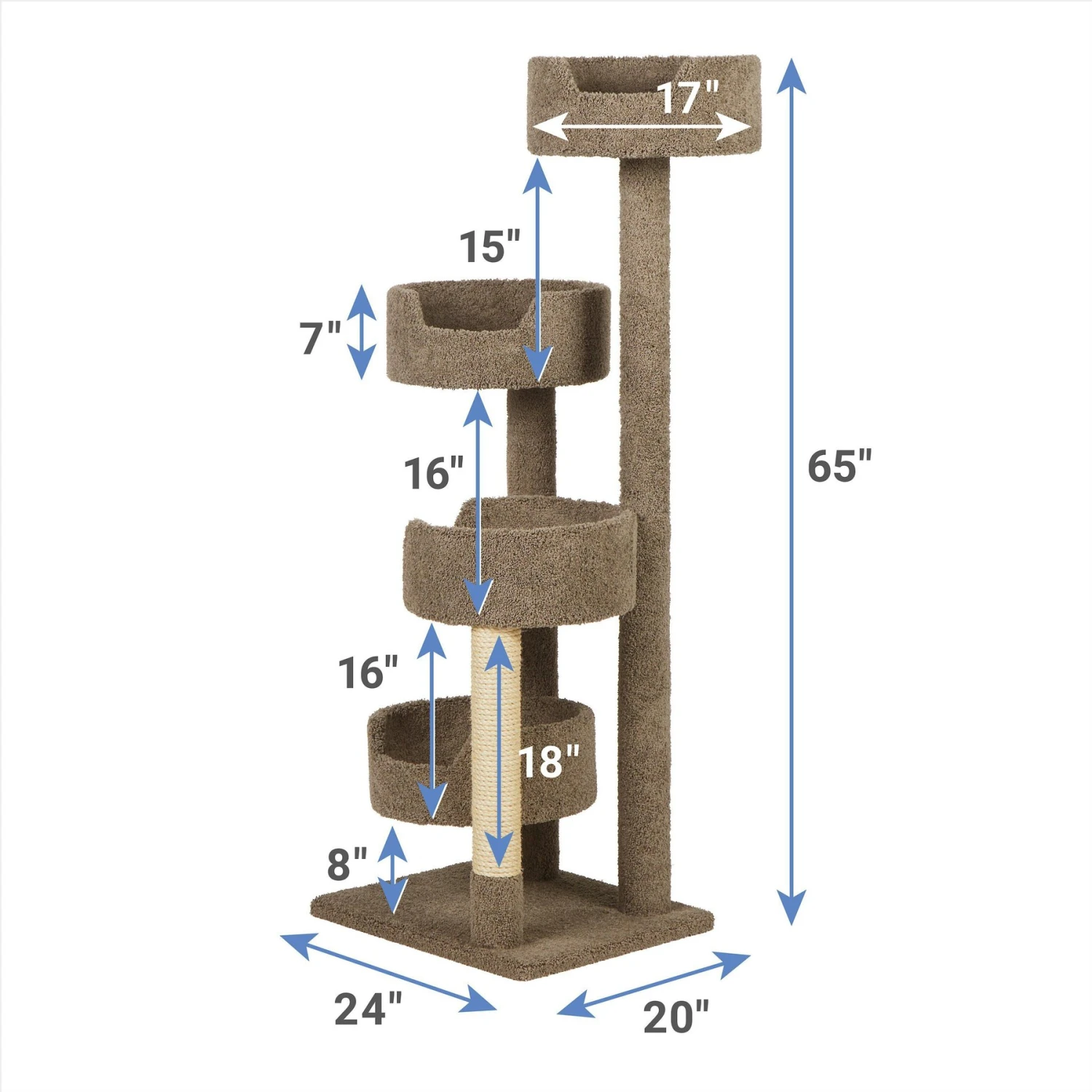 Frisco 65-in Real Carpet Wooden Cat Tree 3 Frisco 65-in Real Carpet Wooden Cat Tree - Image 2