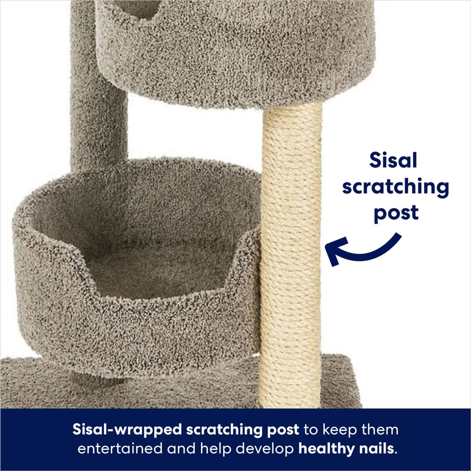 Frisco 65-in Real Carpet Wooden Cat Tree 5 Frisco 65-in Real Carpet Wooden Cat Tree - Image 4