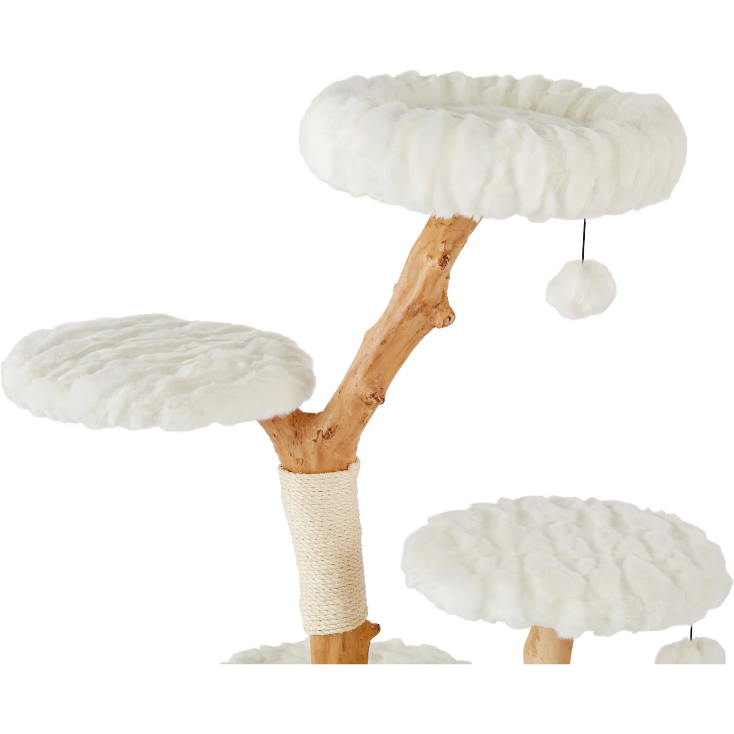 Frisco Natural Wood Modern Cat Tree With Toy, Ivory, Large 6 Frisco Natural Wood Modern Cat Tree With Toy, Ivory, Large - Image 4