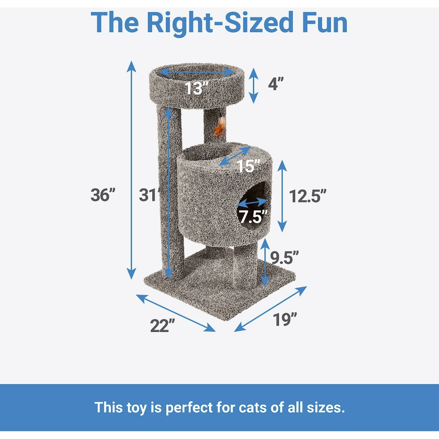 Frisco 36-in Real Carpet Wooden Cat Tree 4 Frisco 36-in Real Carpet Wooden Cat Tree - Image 2