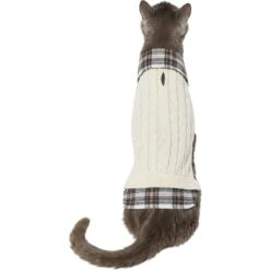 Frisco Cream Cable Knit Dog & Cat Sweater, White/Red Plaid 11 Frisco Cream Cable Knit Dog & Cat Sweater, White/Red Plaid -Frisco 268057 PT2. AC SS1800 V1628740011