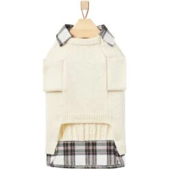 Frisco Cream Cable Knit Dog & Cat Sweater, White/Red Plaid 13 Frisco Cream Cable Knit Dog & Cat Sweater, White/Red Plaid -Frisco 268057 PT5. AC SS1800 V1628739996