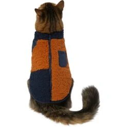 Frisco Lightweight Colorblock Dog & Cat Zippered Sherpa Fleece Vest, Blue/Brown -Frisco 268191 PT2. AC SS1800 V1628797710