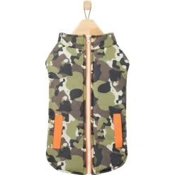 Frisco Mediumweight Camo Print Insulated Dog & Cat Zippered Coat, Green -Frisco 268295 PT4. AC SS1800 V1628824318