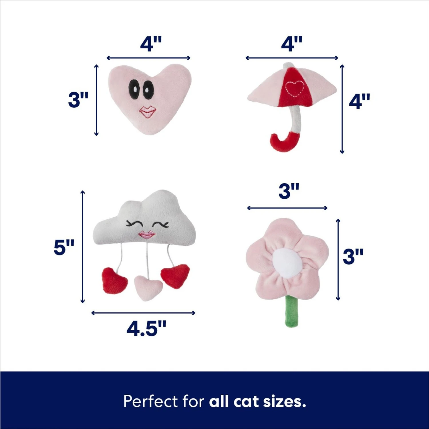 Frisco It's Raining Love Plush Cat Toy With Catnip, 4 Count 4 Frisco It's Raining Love Plush Cat Toy With Catnip, 4 Count - Image 2
