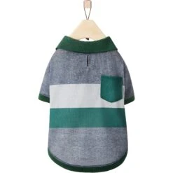 Frisco Green Striped Polo Dog & Cat Shirt -Frisco 315091 PT4. AC SS1800 V1646437905