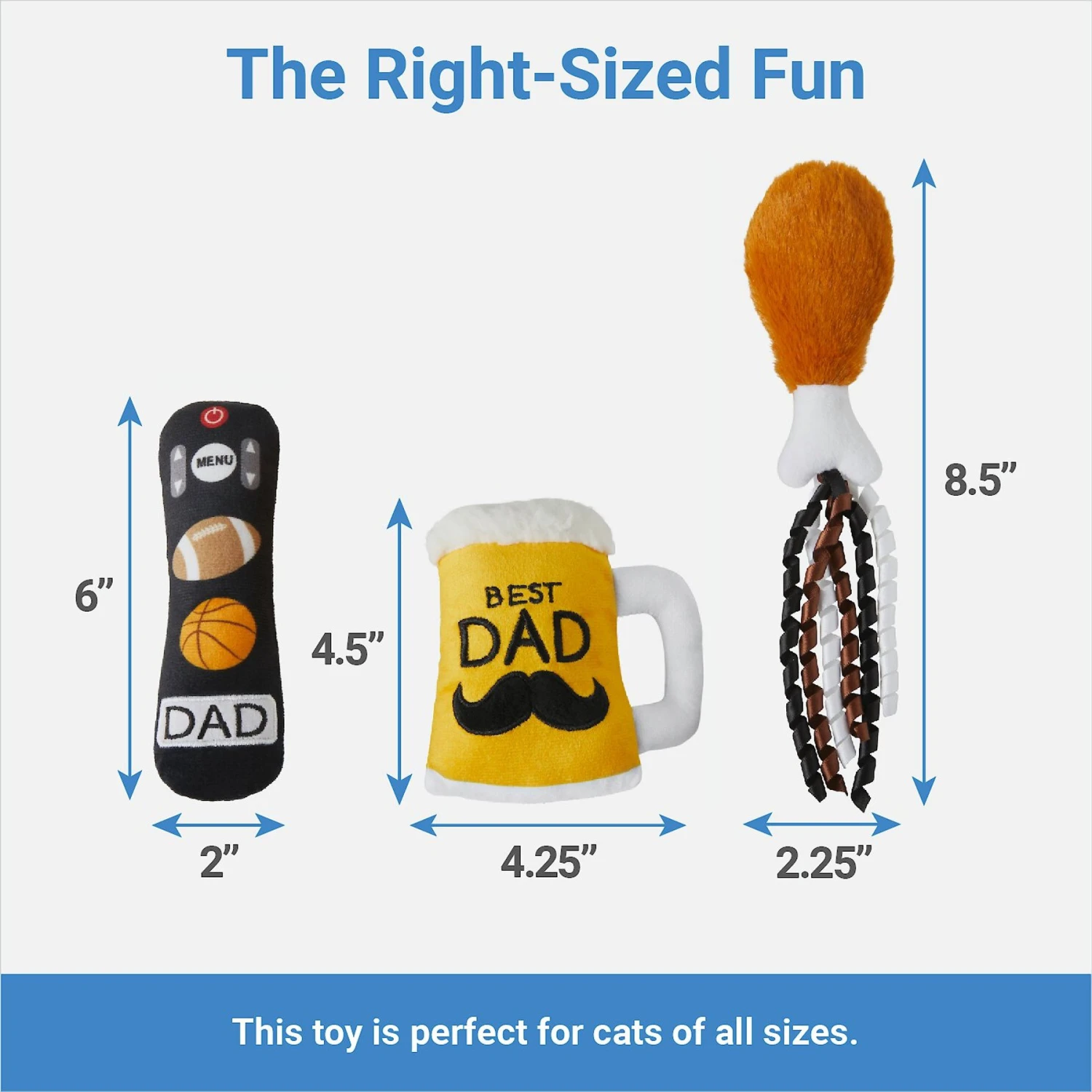 Frisco Dad's Essentials Plush Cat Toy With Catnip, 3 Count 4 Frisco Dad's Essentials Plush Cat Toy With Catnip, 3 Count - Image 2