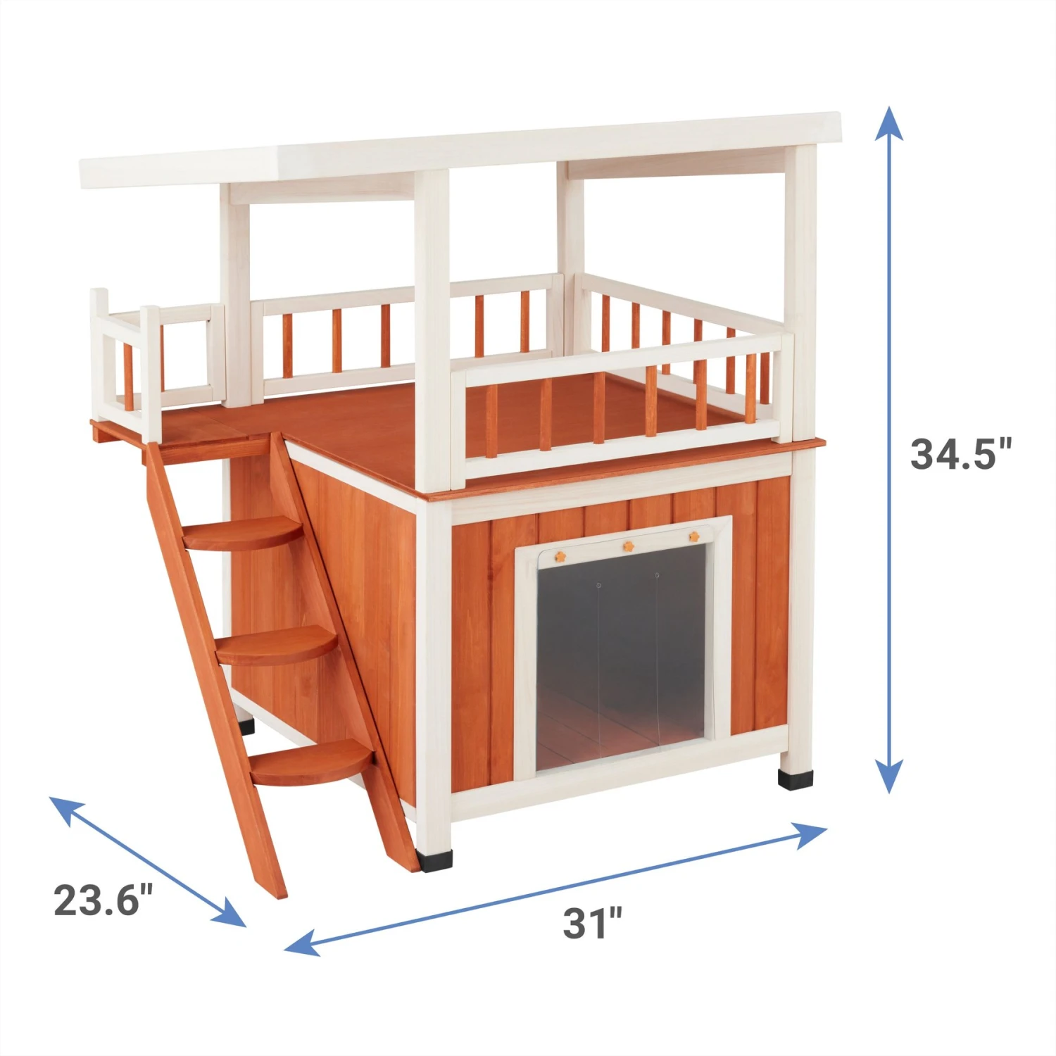 Frisco Outdoor Wooden Cat House With Balcony & Step Ladder 4 Frisco Outdoor Wooden Cat House With Balcony & Step Ladder - Image 2