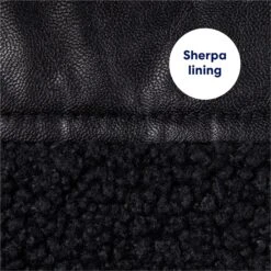 Frisco Medium Weight Faux Leather Dog & Cat Parka With Faux Fur Trimmed Hood, Black -Frisco 719798 PT5. AC SS1800 V1692213078