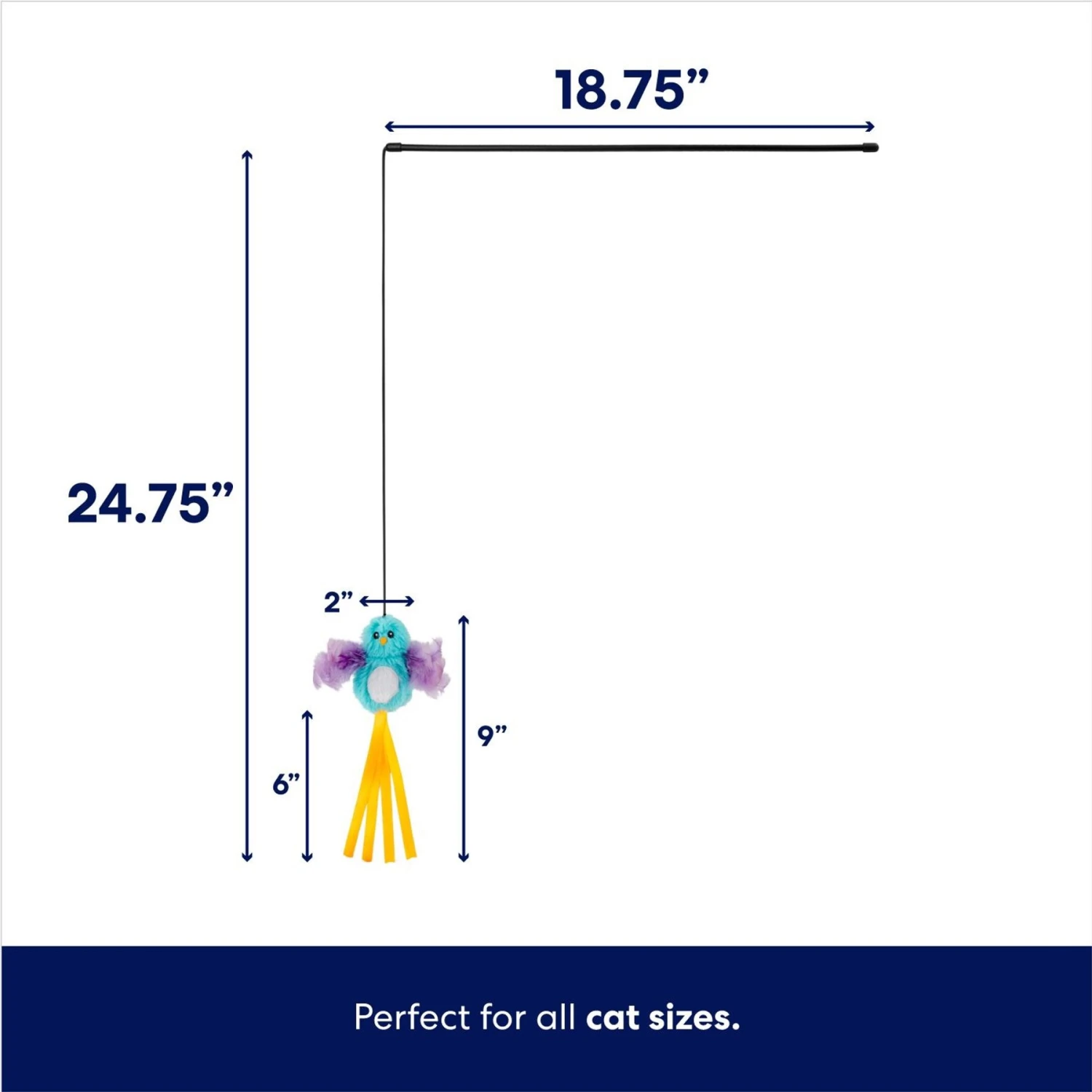 Frisco Fabric Teaser Wand Cat Toy & Frisco Bird With Feathers Teaser Wand Cat Toy With Catnip 9 Frisco Fabric Teaser Wand Cat Toy & Frisco Bird With Feathers Teaser Wand Cat Toy With Catnip - Image 7