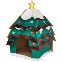 Frisco Holiday Christmas Tree Cardboard Cat House & Frisco Holiday Santa's Workshop Cardboard Cat House -Frisco 986190 PT1. AC SS1800 V1698258344