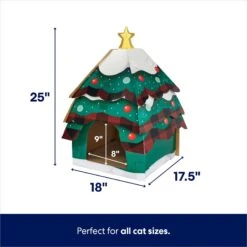 Frisco Holiday Log Cabin Cardboard Cat House & Frisco Holiday Christmas Tree Cardboard Cat House -Frisco 986238 PT6. AC SS1800 V1698258344